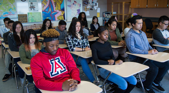 Students in meditation